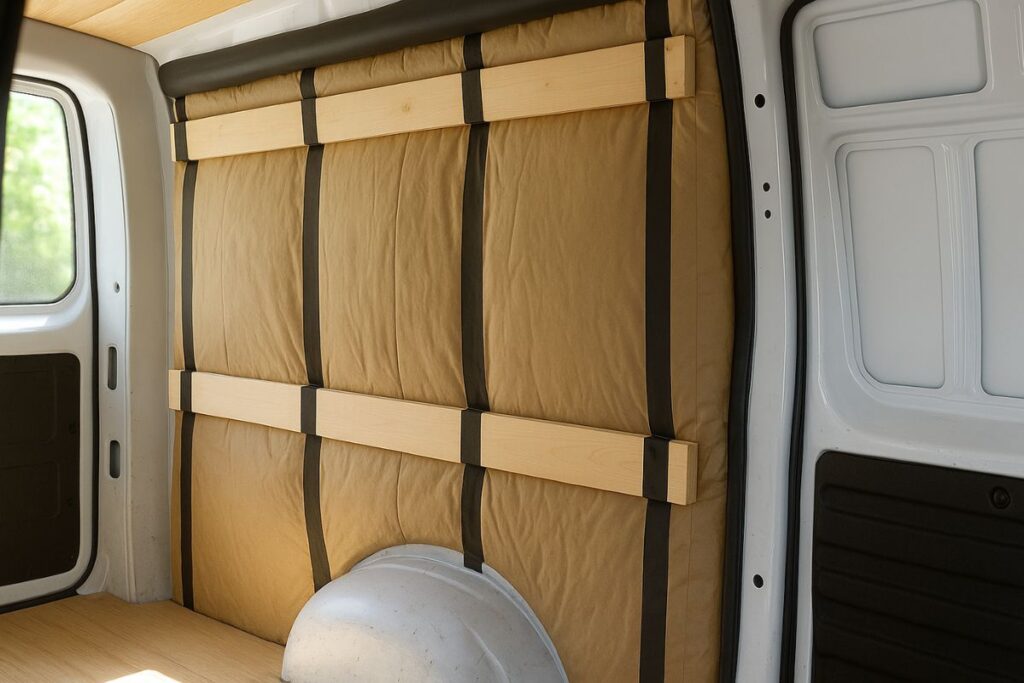 Un van aménagé isolé avec de la laine de verre
