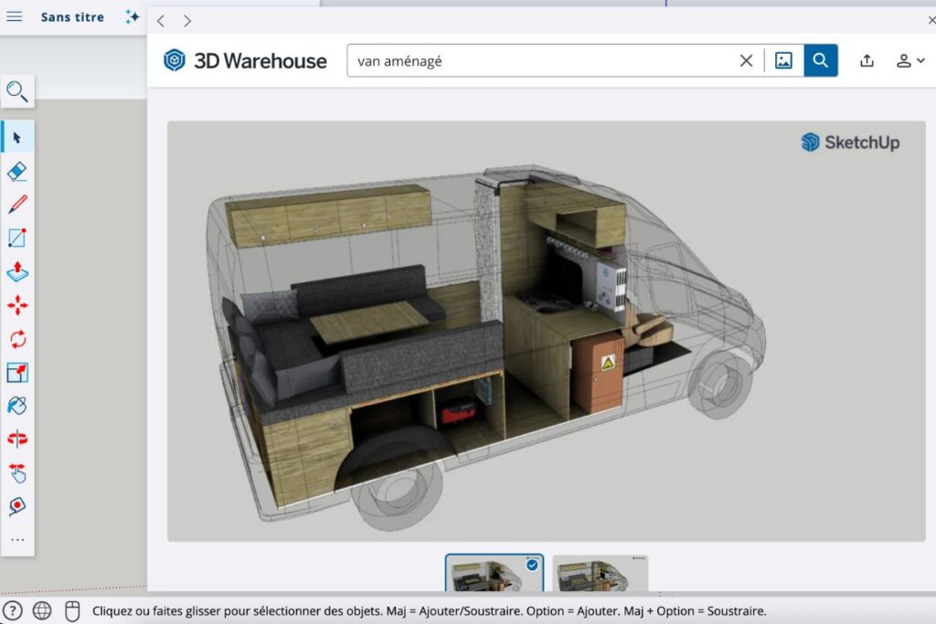 Model 3D d'un fourgon aménagé sur Sketchup
