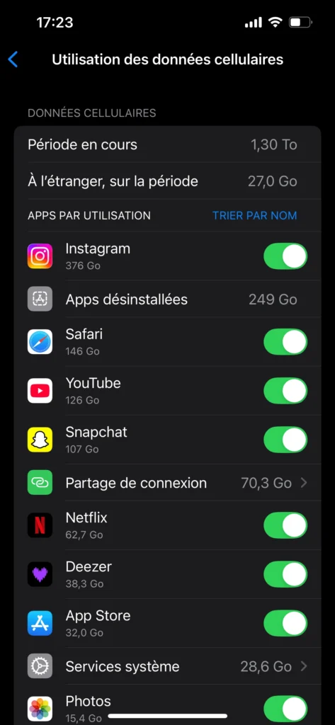 choisir les applications qui utilisent la 4G sur smartphone