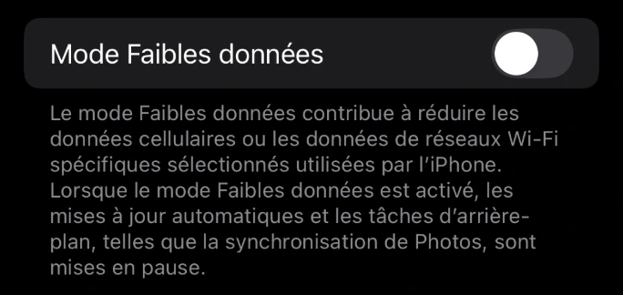 Mode faible données sur téléphone