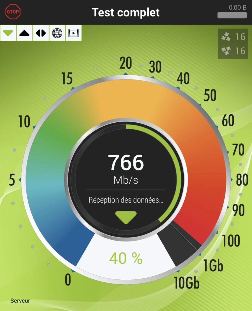 nPerf application pour mesurer le débit de connexion internet