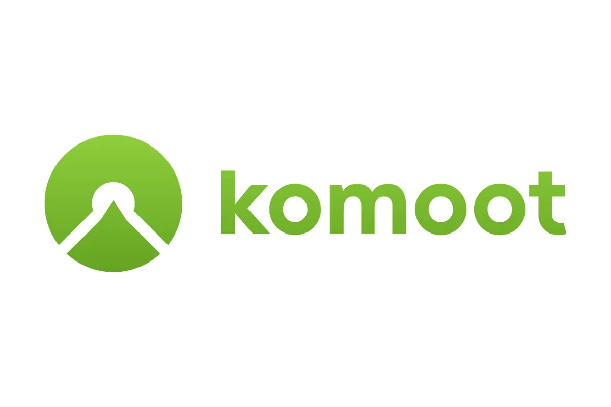 Logo de Komoot, application vanlife pour préparer des randonnées et sorties outdoor