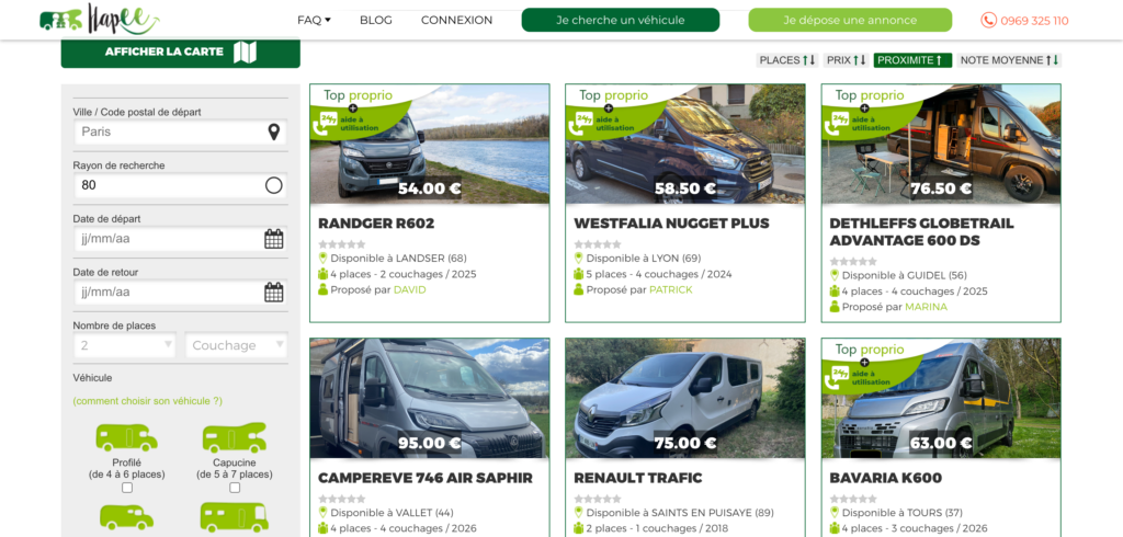 location de van aménagé avec Hapee