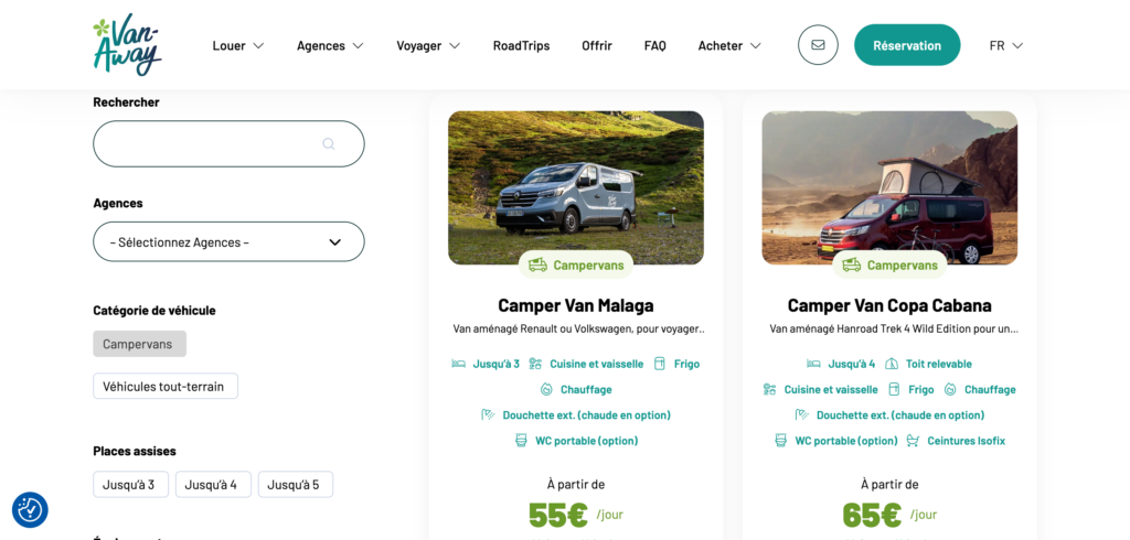 location de van aménagé avec Van Away