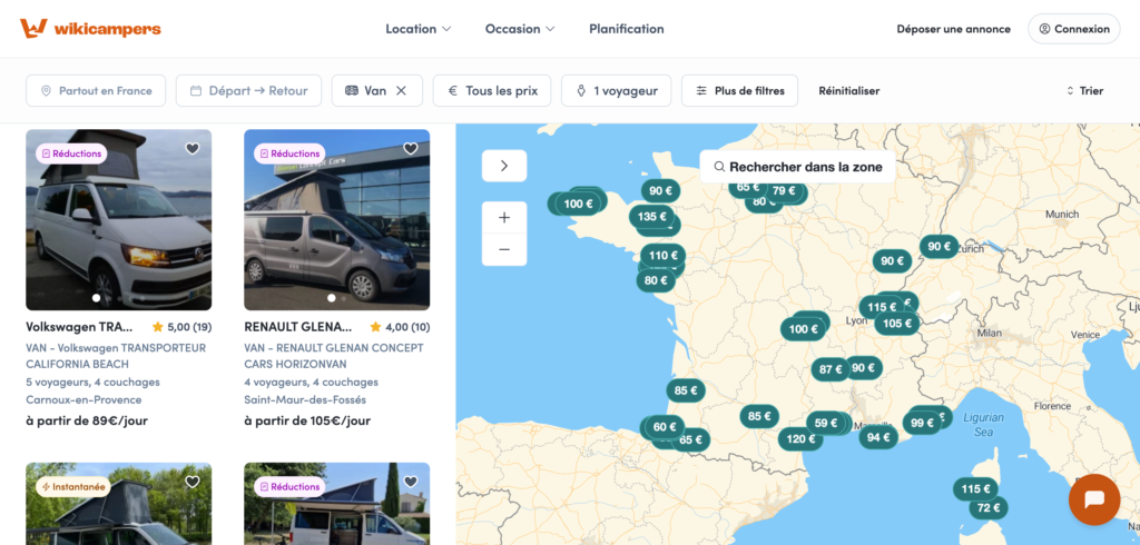 location de van aménagé avec Wikicampers