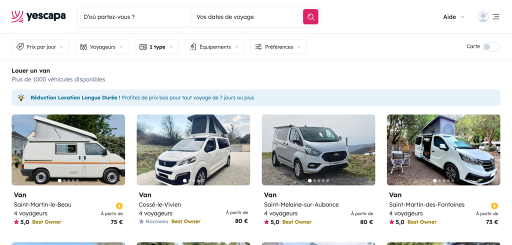 location de van aménagé avec Yescapa