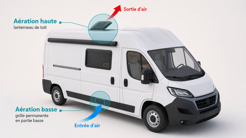 Ventilation et aération sur un van ou fourgon aménagé