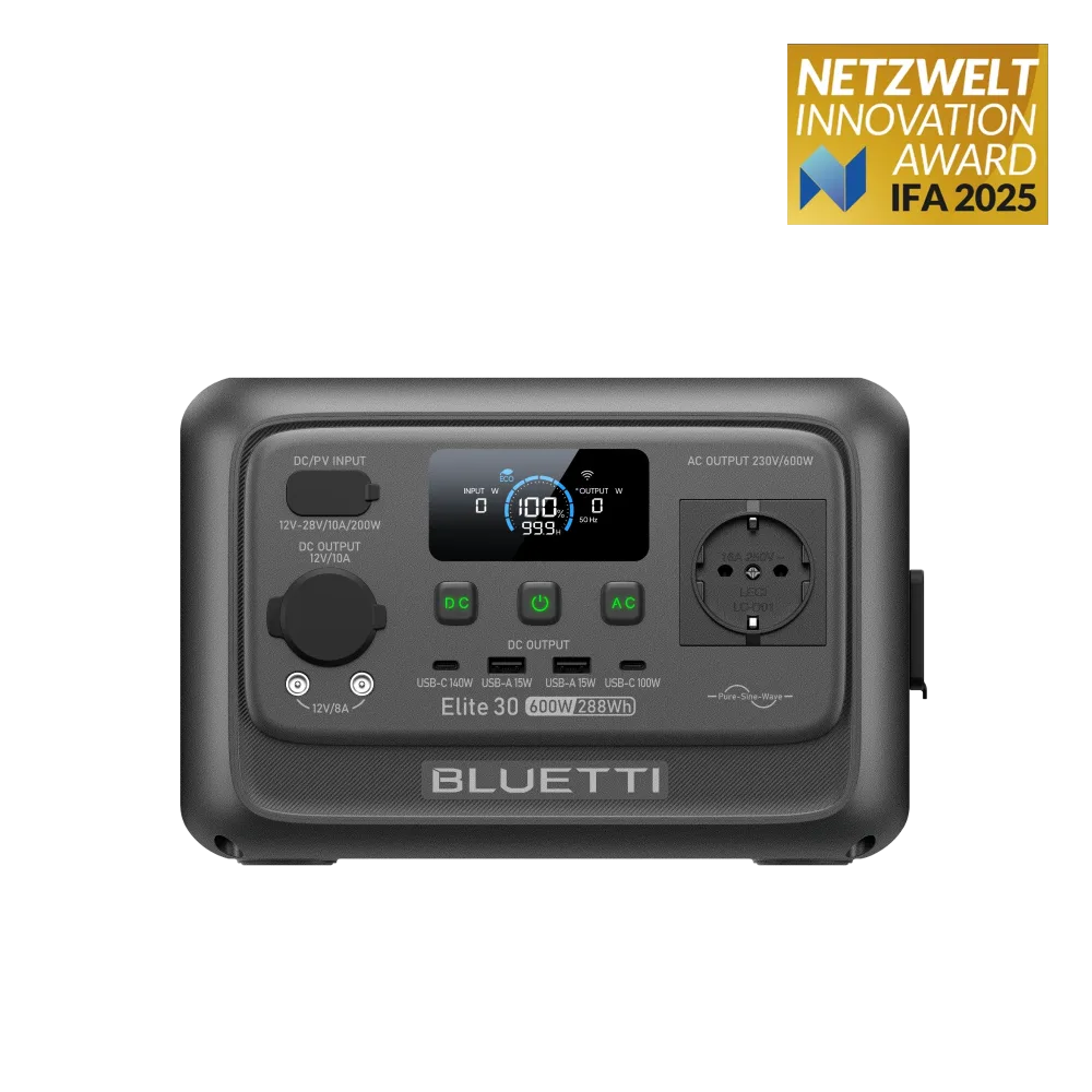 BLUETTI Elite 30 V2, batterie nomade 288 Wh pour la vanlife