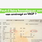 Carte grise d’un van aménagé avec mentions VASP et caravane pour comprendre l’homologation